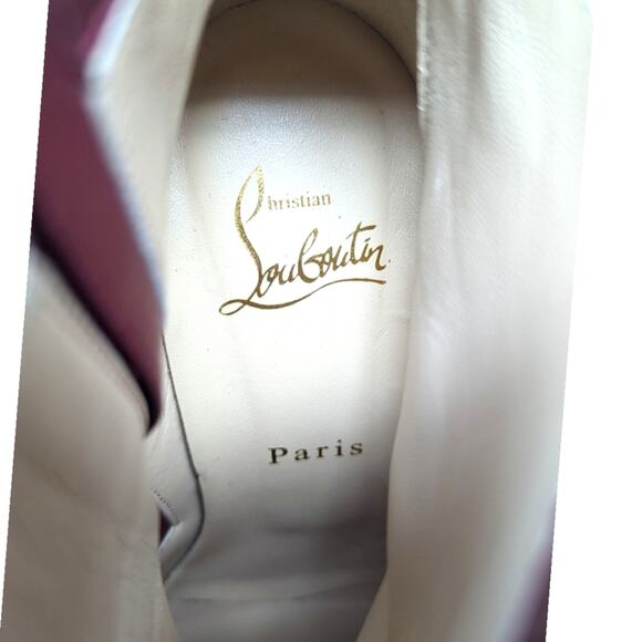 Christian Louboutin Eloise 100 ankle boot bootie burgundy red suede heels 37.5 - Picture 10 of 13